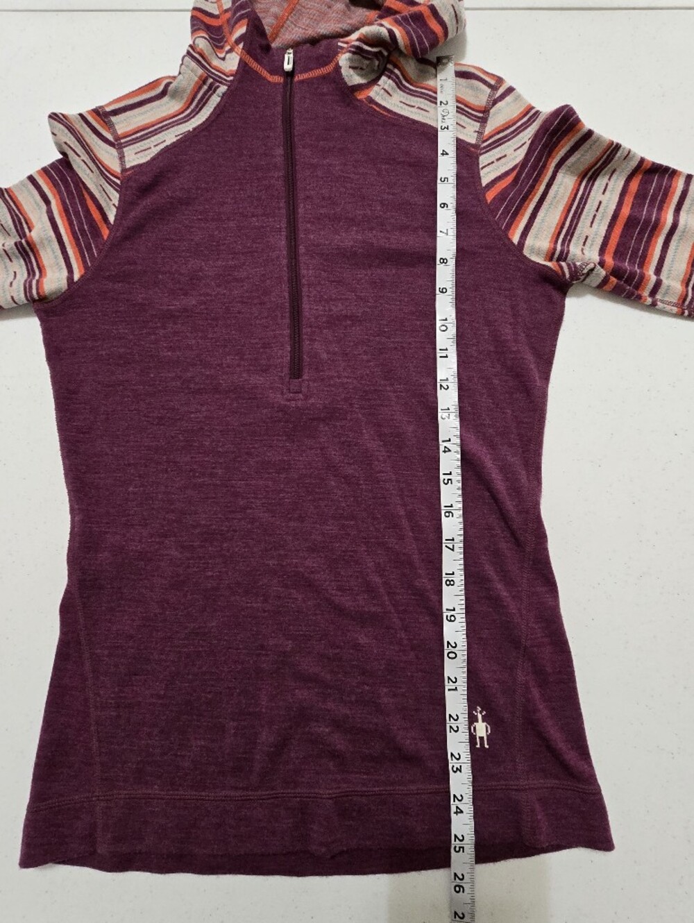 Smartwool Merino 250 1/2-Zip Hooded Top Women's Medium Berry Stripe - Picture 5 of 8